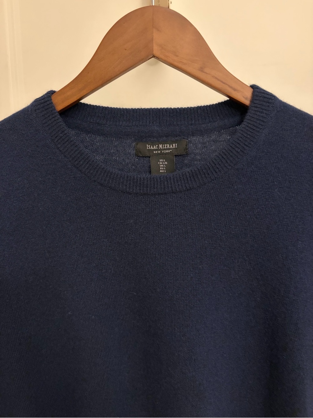 Isaac Mizrahi Cashmere/Merino Wool Blend - Men's Dark Navy Crewneck Sweater